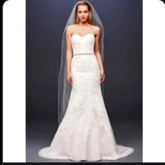 navy blue dress for baby girl Jewel Bridal A-Line Lace Beading Wedding Dress Ivory Champagne WG3755 Sash  David main image 1